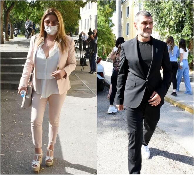 Η Έλενα Παπαρίζου κι ο Τόνυ Μαυρίδης έξω από τα δικαστήρια την άνοιξη του 2022