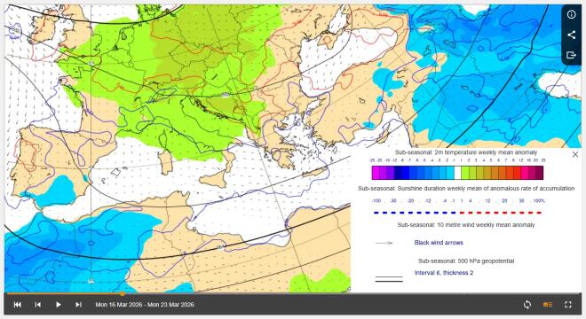 Καιρός: Η πρόγνωση έως 23/3 - Οι πιθανότητες βροχής και οι θερμοκρασίες