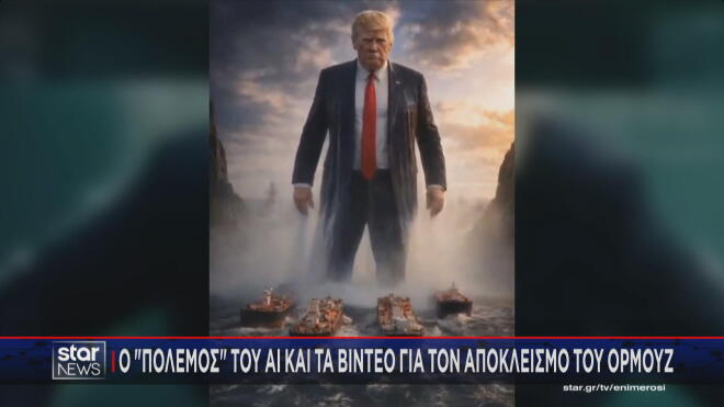 Η φιγούρα του Τραμπ με ΑΙ που τον δείχνει σαν γίγαντα που μπλοκάρει τα Στενά του Ορμούζ   