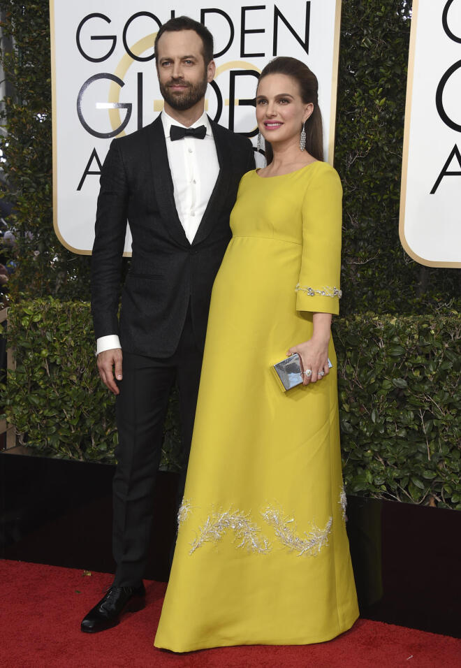 Η Natalie Portman έγκυος με τον πρώην σύζυγό της Benjamin Millepied, στις Χρυσές Σφαίρες το 2017 