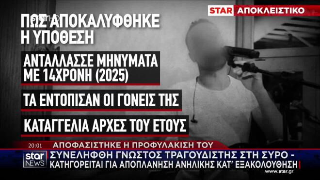 Πρόκειται για τον γνωστό τραγουδιστή, με τα αρχικά Μ.Α., που από τις πίστες της Σύρου βρέθηκε στα κρατητήρια και θα καταλήξει στη φυλακή.