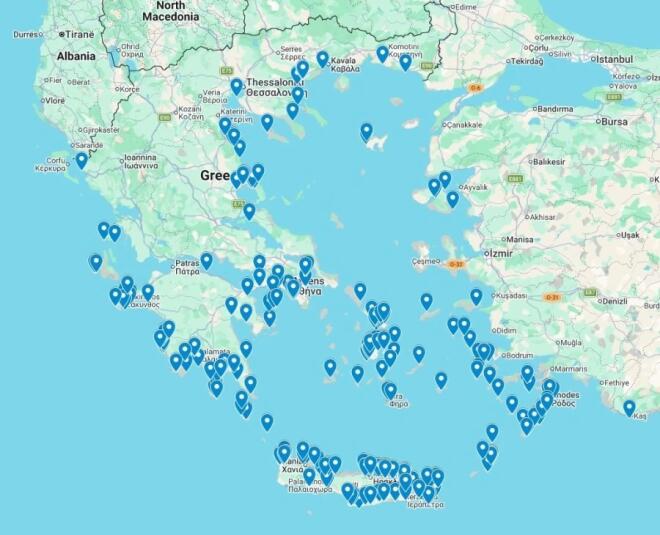 Τα μέρη, όπου έχουν καταγραφεί λαγοκέφαλοι στην Ελλάδα - ELNAIS