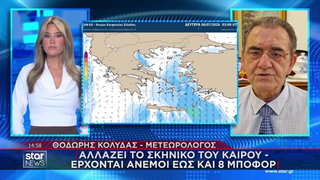 Καιρός: Ενίσχυση των ανέμων από το απόγευμα - Έως 8 μποφόρ στο Αιγαίο