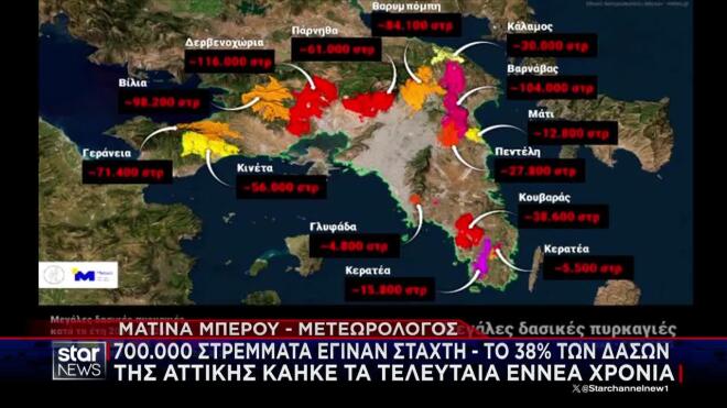 Πού έχουν καεί τα περισσότερα στρέμματα γης στην Αττική