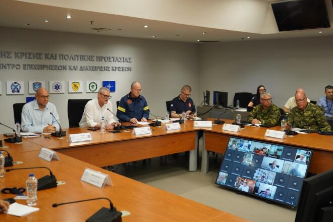 Η συνεδρίαση της Επιτροπής Εκτίμησης Κινδύνου υπό τον Υπουργό Πολιτικής Προστασίας Ευάγγελο Τουρνά