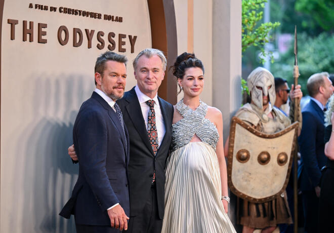 Matt Damon , Christopher Nolan , Anne Hathaway/ φωτογραφία από apimages, φωτογράφος:Evan Agostini