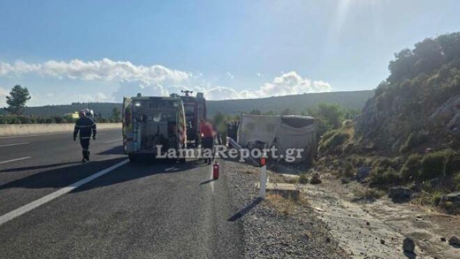 Σύγκρουση φορτηγών στην Εθνική Οδό