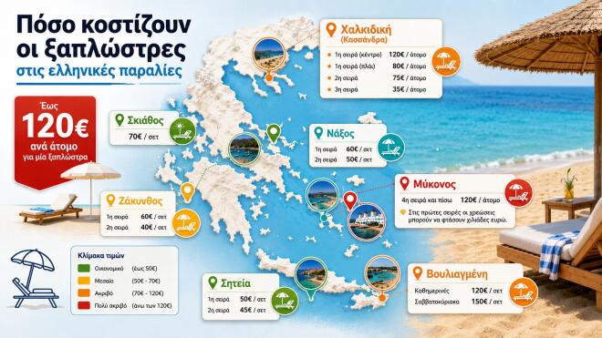το κόστος για τις ξαπλώστρες