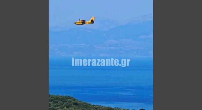 Εικόνα από την επιχείρηση κατάσβεσης της φωτιάς στις Βολίμες στη Ζάκυνθο - imerazante.gr