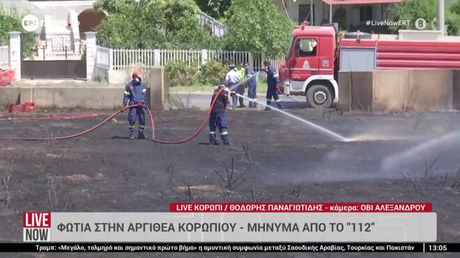 Χωρίς ενεργό μέτωπο η φωτιά στην Αργιθέα Κορωπίου