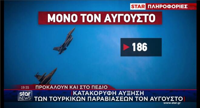 Οι παραβιάσεις από την Τουρκία φέτος τον Αύγουστο