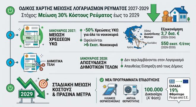 Φθηνότερο ρεύμα: Τα μέτρα που φέρνουν μειώσεις στους λογαριασμούς το 2027
