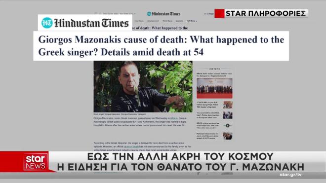 Γιώργος Μαζωνάκης: Ινδικό ΜΜΕ για τον θάνατό του