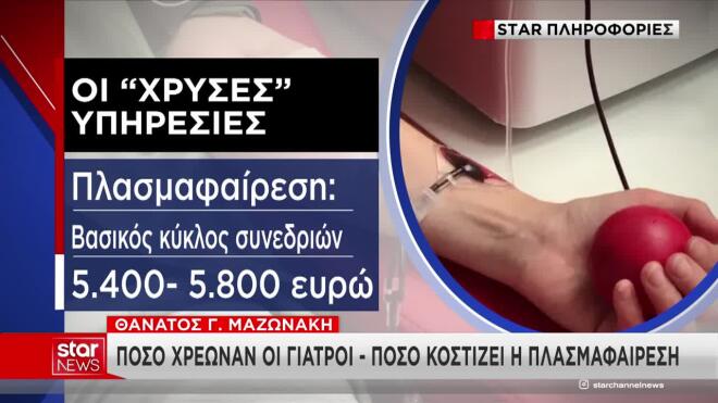 Το κόστος της πλασμαφαίρεσης από το ζευγάρι των γιατρών