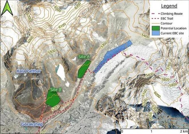 Ο χάρτης όπου βρίσκεται το Base Camp στο Έβερεστ