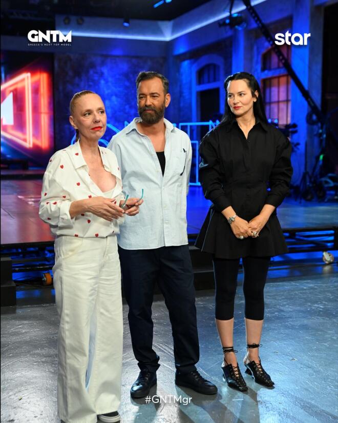 GNTM 7: Ο Άγγελος Μπράτης και η Ζενεβιέβ Μαζαρί με τη φωτογράφο Κατερίνα Τσατσάνη
