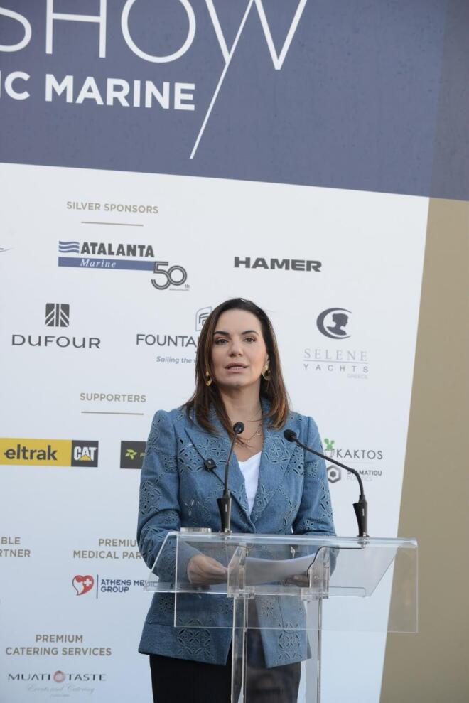 Η Όλγα Κεφαλογιάννη στα εγκαίνια του 6ου Olympic Yacht Show