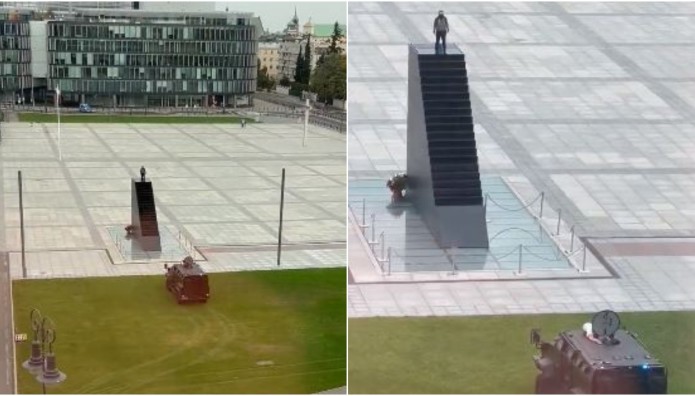 Βαρσοβία: Άνδρας σκαρφάλωσε σε μνημείο - «Μην πλησιάζετε, υπάρχει βόμβα»