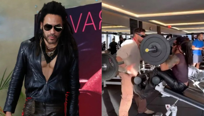 Λένι Κράβιτζ: Γυμνάζεται με δερμάτινο παντελόνι, διάφανη μπλούζα