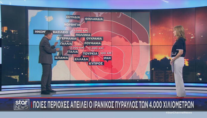 χάρτης εμβέλειας πυραύλου Ιράν