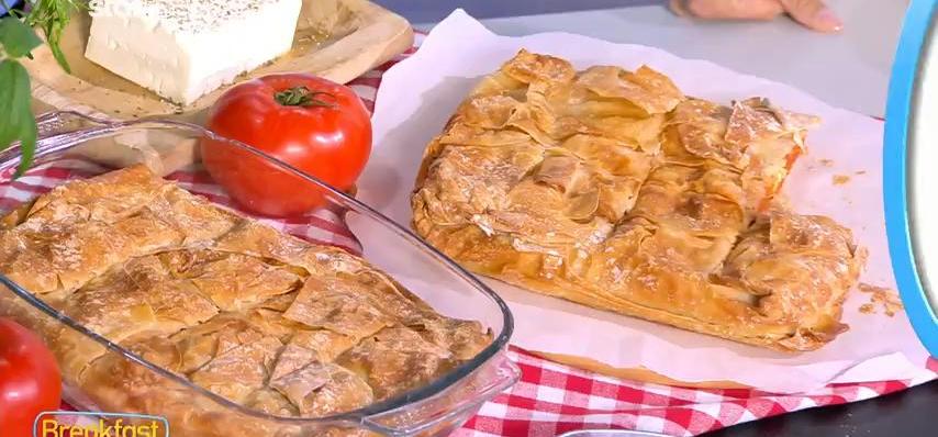 Συνταγή για παραδοσιακή χωριάτικη ντοματόπιτα με φέτα