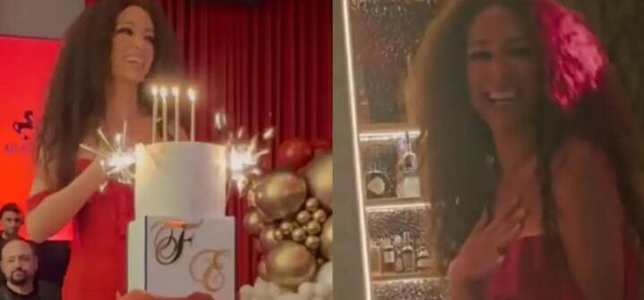 Ελένη Φουρέιρα: Ανέβηκε στην καρέκλα για να σβήσει την εξαώροφη τούρτα της!