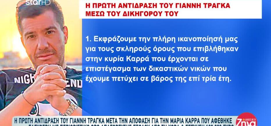 Χήρα Τράγκα: Τι Είπε Ο Γιάννης Τράγκας Για Την Απόφαση