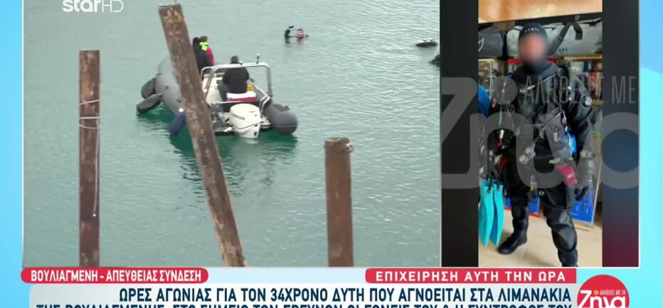 Βουλιαγμένη: Η επιχείρηση εντοπισμού του δύτη μπορεί να πάρει μέρες