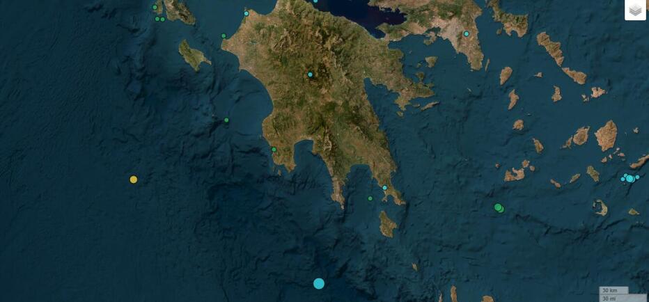 Σεισμός 4,8 Ρίχτερ στα ανοιχτά της Λακωνίας
