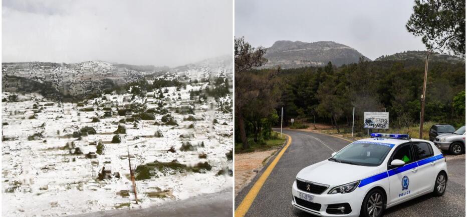 Πρώτη Κυριακή του Μαΐου με χιόνια στα βουνά- Κλειστός ο δρόμος στην Πάρνηθα