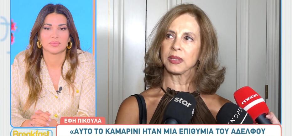 Έφη Πίκουλα: «Το καμαρίνι ήταν επιθυμία του αδελφού της, Τάκη Βουγιουκλάκη»