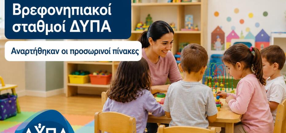 Βρεφονηπιακοί σταθμοί ΔΥΠΑ: Αναρτήθηκαν οι προσωρινοί πίνακες