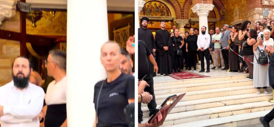 Γιώργος Μαζωνάκης: Όλη η οικογένεια στoν Ι.Ν Αγίας Τριάδας στη Νίκαια