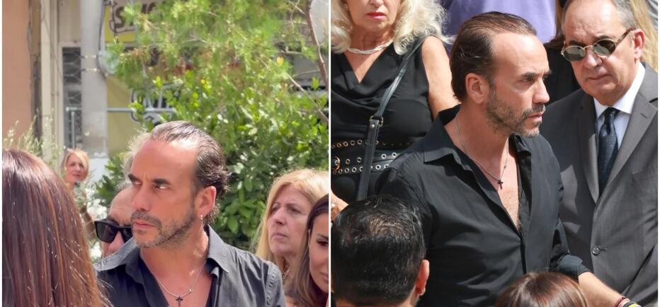 Πάνος Μουζουράκης: Συντετριμμένος στην κηδεία του Γιώργου Μαζωνάκη