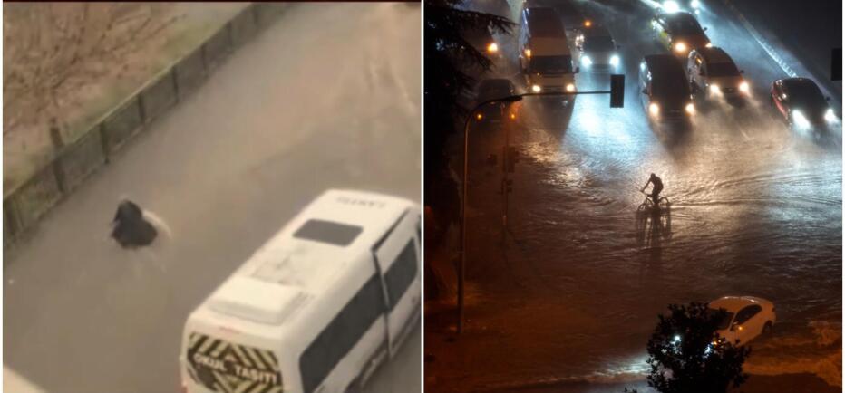 Βίντεο: Ορμητικά νερά από πλημμύρα παρασέρνουν γυναίκα στην Τουρκία